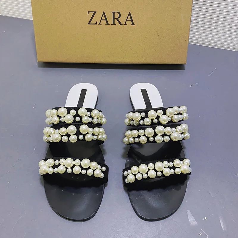 2021 summer women slippers fashion flat heel black open toe pearl flat slippers female slides outdoor beach shoes women shoes
2021 summer women slippers fashion flat heel black open toe pearl flat slippers female slides outdoor beach shoes women shoes
