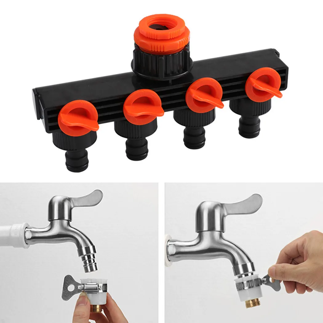 New 4 Way Faucet Connectors Hose Pipe Splitter Drip Irrigation Garden Watering 3/4 Inch Threaded Inlet Fast Connection
New 4 Way Faucet Connectors Hose Pipe Splitter Drip Irrigation Garden Watering 3/4 Inch Threaded Inlet Fast Connection