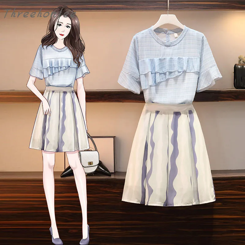 2021 Summer Fashion Two Piece Sets Woman Sweet Solid O-neck Ruffles And High Waist A-line Skirt Female New Arrival Elegant Suits
2021 Summer Fashion Two Piece Sets Woman Sweet Solid O-neck Ruffles And High Waist A-line Skirt Female New Arrival Elegant Suits