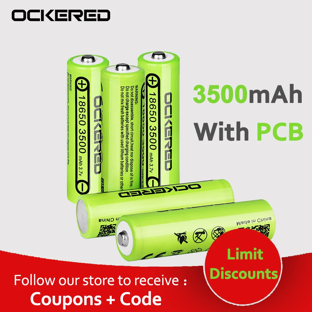 Ockered 10PCS/Lot 18650 Rechargeable Bettery 3500mAh Li-ion Battery 3.5A 3.7V Rechargeable Li-Ion Battery For Flashinglight
Ockered 10PCS/Lot 18650 Rechargeable Bettery 3500mAh Li-ion Battery 3.5A 3.7V Rechargeable Li-Ion Battery For Flashinglight