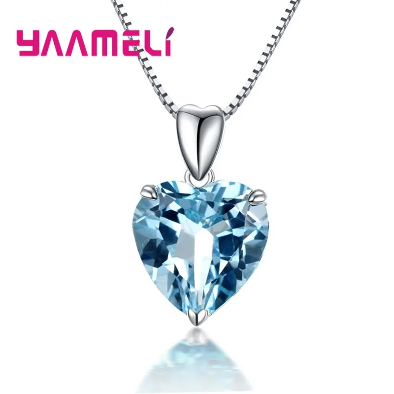 925 Sterling Silver Necklace Pendant Heart Blue Zircon Crystal Stone Renctangle Chain Fashion Women Jewelry Wedding Promise Gift
925 Sterling Silver Necklace Pendant Heart Blue Zircon Crystal Stone Renctangle Chain Fashion Women Jewelry Wedding Promise Gift