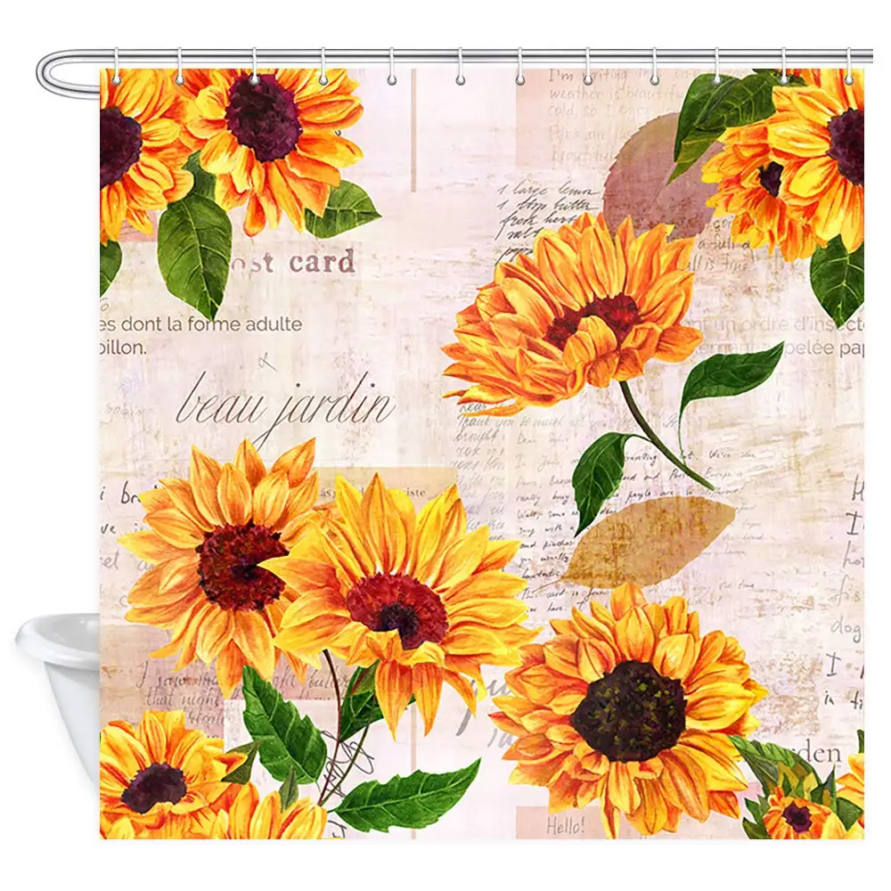 Floral Decor Shower Curtain for Bathroom Hand Drawn Vibrant Yellow Watercolor Sunflowers Bathroom Curtain Polyester Fabric
Floral Decor Shower Curtain for Bathroom Hand Drawn Vibrant Yellow Watercolor Sunflowers Bathroom Curtain Polyester Fabric