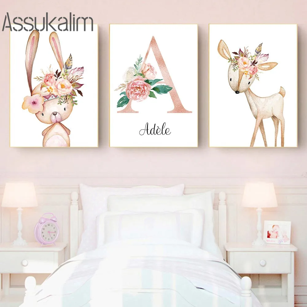 Nursery Wall Art Posters Animals Painting Custom Name Poster Fox Deer Print Peony Flower Pictures Kids Girl Bedroom Decoration
Nursery Wall Art Posters Animals Painting Custom Name Poster Fox Deer Print Peony Flower Pictures Kids Girl Bedroom Decoration