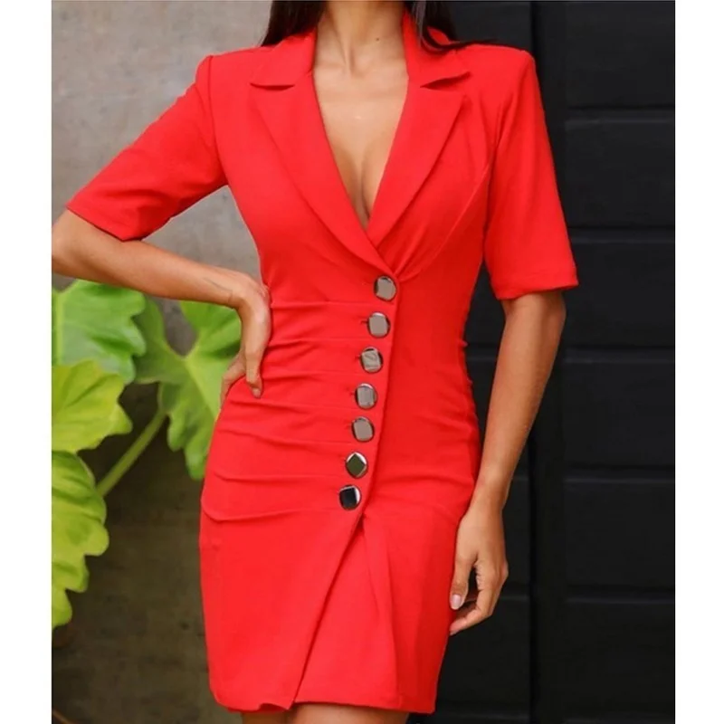 Casual Mini Dress 2021 Ladies Button Waist Blazer Office Ladies Irregular Lapel Short Sleeve Slim Business Ladies V Neck Dress
Casual Mini Dress 2021 Ladies Button Waist Blazer Office Ladies Irregular Lapel Short Sleeve Slim Business Ladies V Neck Dress