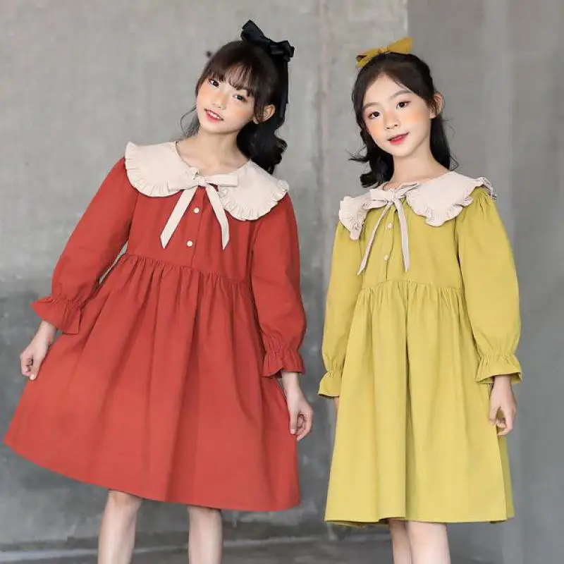 Children Sweet Dress For Baby Girls Autumn Spring Long Sleeve Elastic Cuff Mid Length Loose Hem Gowns 5-14y Girl Casual Dresses
Children Sweet Dress For Baby Girls Autumn Spring Long Sleeve Elastic Cuff Mid Length Loose Hem Gowns 5-14y Girl Casual Dresses