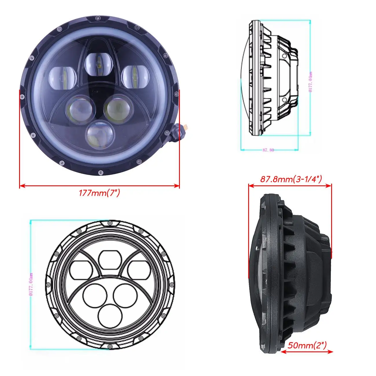 7" Motorcycle Car LED Headlight Projector Headlamp DRL Angel Eye Motorbike Passing Light For Harley/Jeep Wrangler JK/TJ/LJ/CJ-7
7" Motorcycle Car LED Headlight Projector Headlamp DRL Angel Eye Motorbike Passing Light For Harley/Jeep Wrangler JK/TJ/LJ/CJ-7