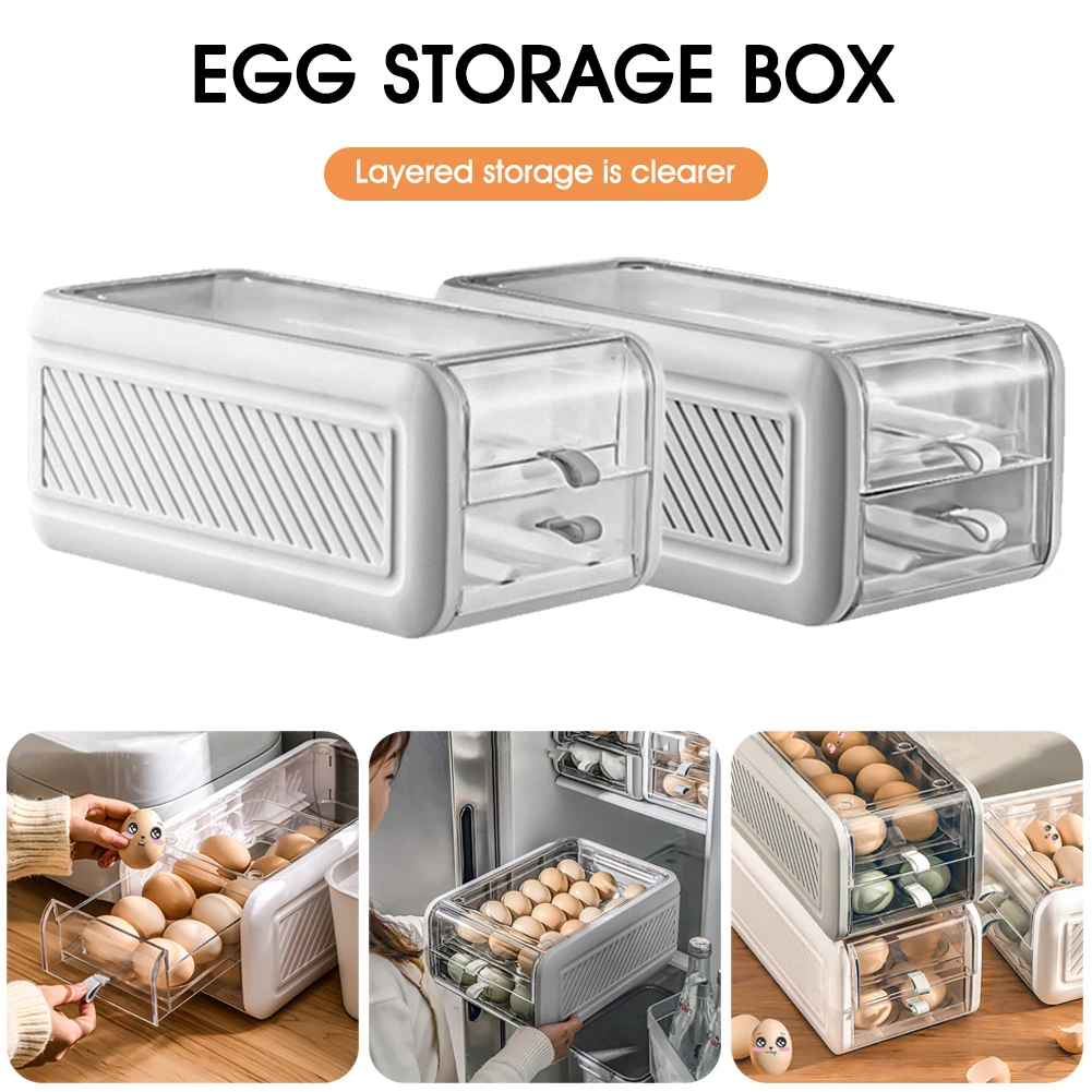 2 Tier Egg Storage Box 24 Grid Drawer Type Egg Holder for Refrigerator Household Egg Storage Container Anti Breaking Organizer
2 Tier Egg Storage Box 24 Grid Drawer Type Egg Holder for Refrigerator Household Egg Storage Container Anti Breaking Organizer