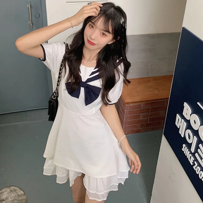 Summer Sweet Puff Sleeve Lolita Dress Women Elegant Bowknots Navy Collar Retro Soft Girl Dresses Female Casual Kawaii Robe Dress
Summer Sweet Puff Sleeve Lolita Dress Women Elegant Bowknots Navy Collar Retro Soft Girl Dresses Female Casual Kawaii Robe Dress