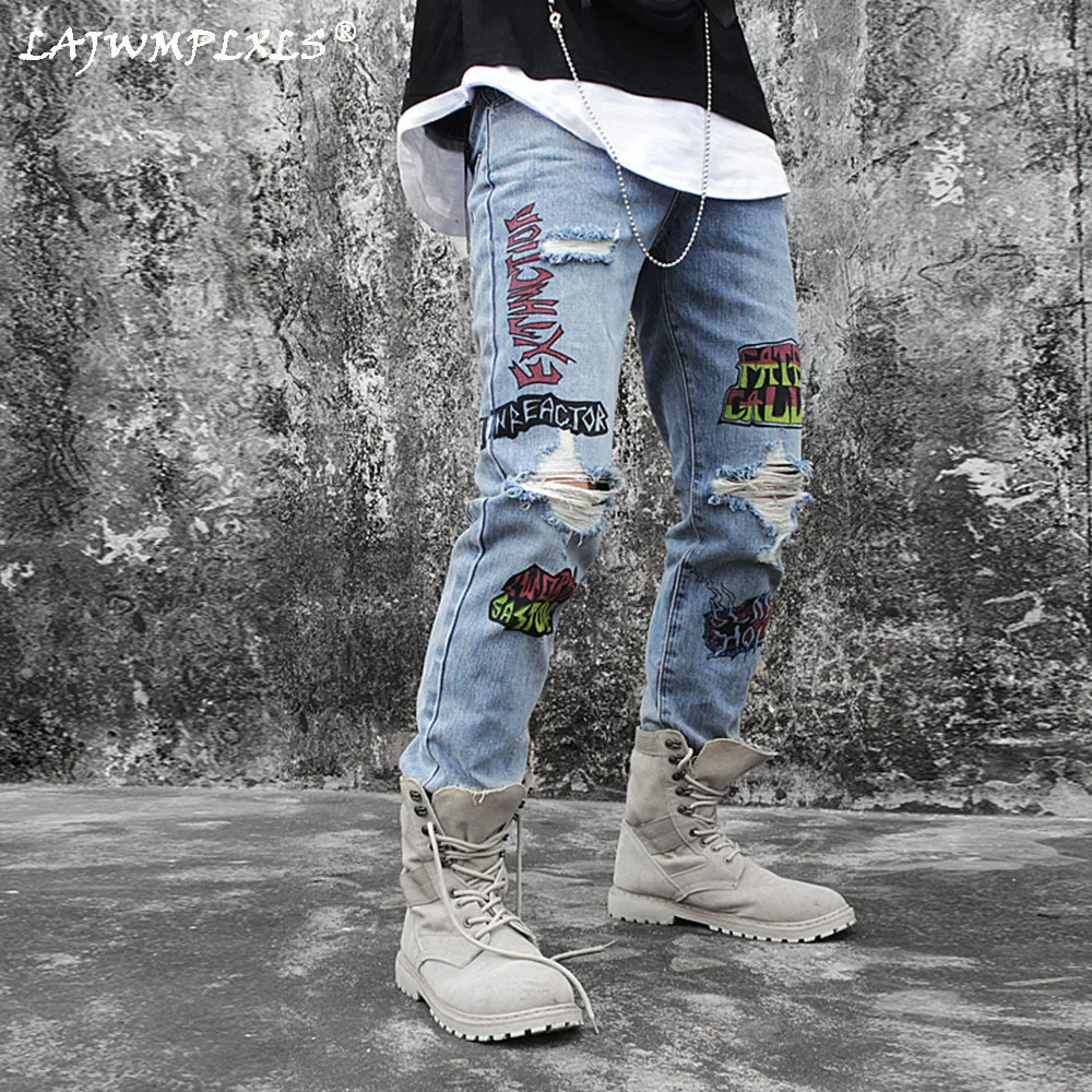 Hip Hop Skinny Jeans Trousers Plus Size Hole Print Pencil Pants Streetwear Graffiti Vaqueros Hombre Ripped Jeans for Men
Hip Hop Skinny Jeans Trousers Plus Size Hole Print Pencil Pants Streetwear Graffiti Vaqueros Hombre Ripped Jeans for Men
