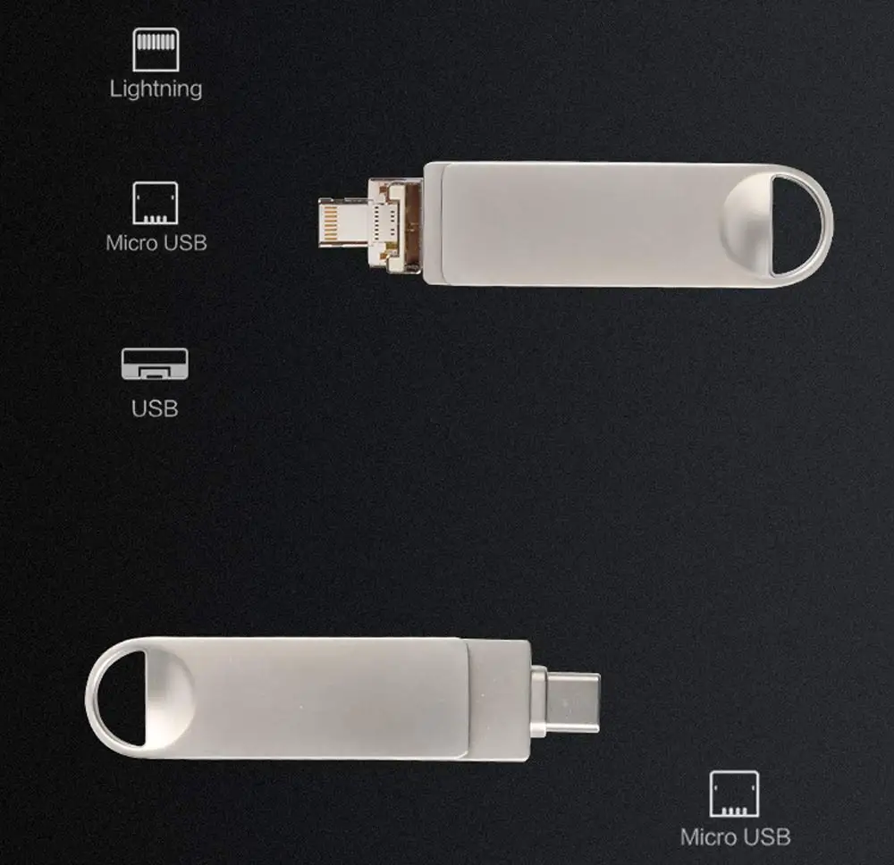 4 в 1 флэш накопитель 256 ГБ Usb 64 Гб карта памяти Micro USB Type C и 3 0 порты для iPhone/Android