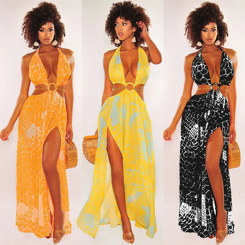 Sexy Suspender Long Dress Plus Size Women's Sleeveless Collocation Fashion Color Printing Open Back Casual Long Dress 2021 New
Sexy Suspender Long Dress Plus Size Women's Sleeveless Collocation Fashion Color Printing Open Back Casual Long Dress 2021 New