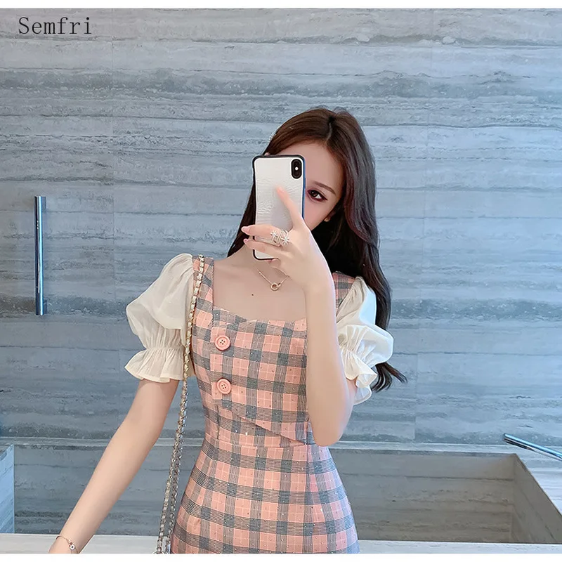 Semfri Dress Women 2020 Summer New Korean Version Trumpet Sleeve Dresses Female Mid-length Plaid Sequined Short-sleeved Dress
Semfri Dress Women 2020 Summer New Korean Version Trumpet Sleeve Dresses Female Mid-length Plaid Sequined Short-sleeved Dress