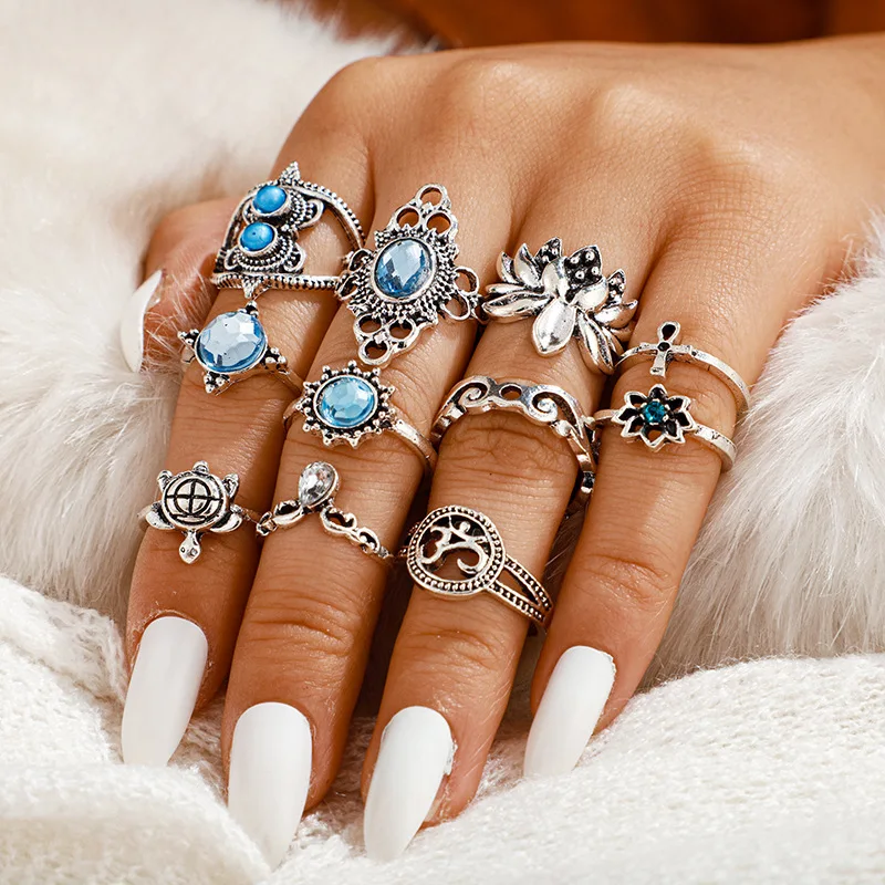 Bohemian retro ethnic style personality ring lotus treasure turtle set ring female jewelry gift
Bohemian retro ethnic style personality ring lotus treasure turtle set ring female jewelry gift