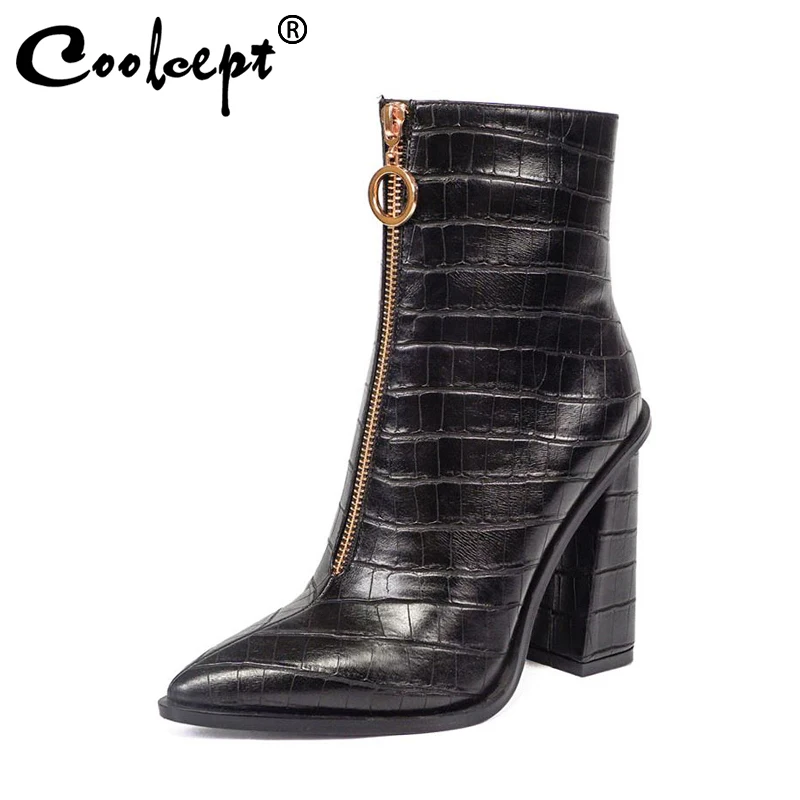 Coolcept Ankle Boots For Women High Heels Fashion Brand Winter Designer Shoes Women Pointed Toe Zipper Short Boots Size 35-43
Coolcept Ankle Boots For Women High Heels Fashion Brand Winter Designer Shoes Women Pointed Toe Zipper Short Boots Size 35-43