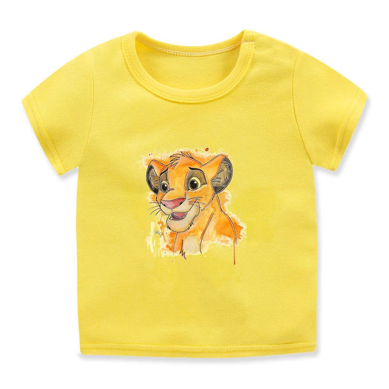 Новые футболки для маленьких мальчиков милые с графическим принтом льва летняя