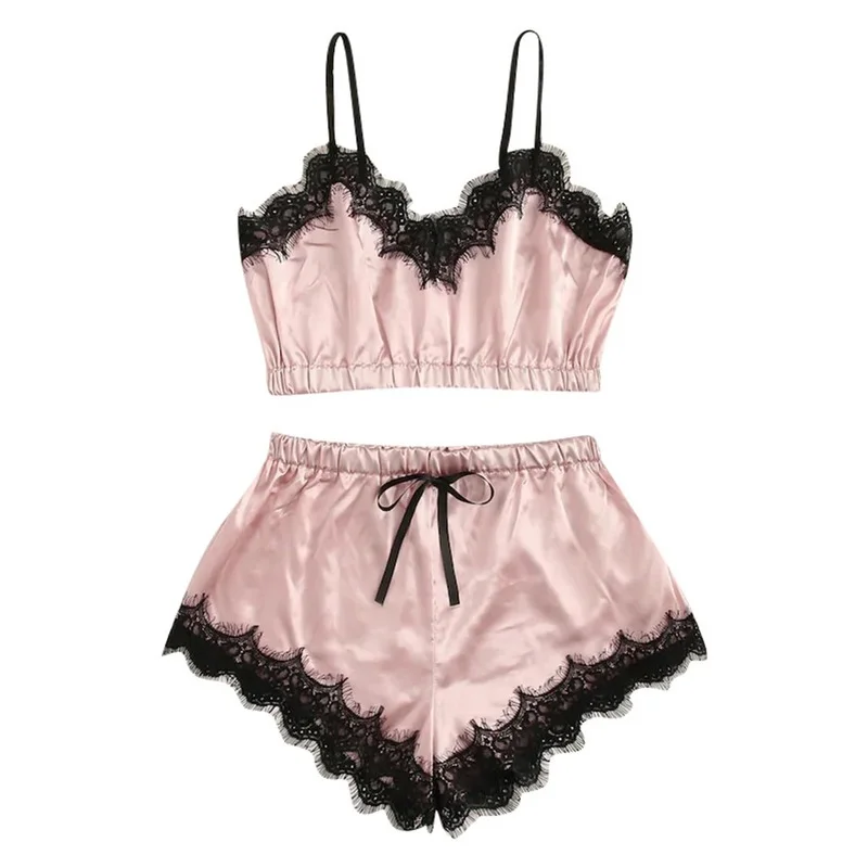 Satin Pyjama Set Women Sexy Lace Patchwork Silk Sleepwear Solid Lace Up Sleeveless Nightwear Female Strapless Home Wear Suits
Satin Pyjama Set Women Sexy Lace Patchwork Silk Sleepwear Solid Lace Up Sleeveless Nightwear Female Strapless Home Wear Suits