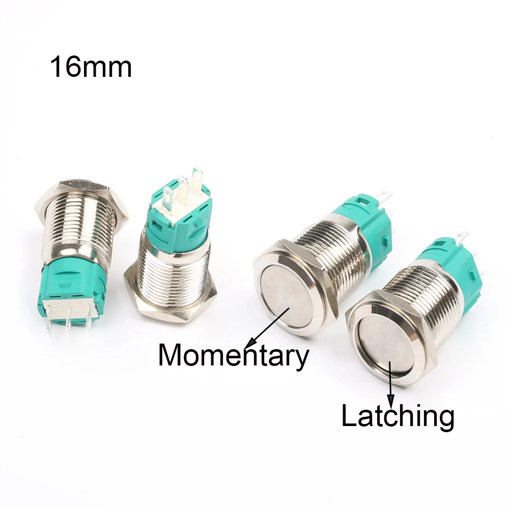 New 16mm 3pin Metal Push Button Switch Flat Head Latching self-Locking Momentary self-Reset Waterproof Auto Eng Green baseNO LED
New 16mm 3pin Metal Push Button Switch Flat Head Latching self-Locking Momentary self-Reset Waterproof Auto Eng Green baseNO LED