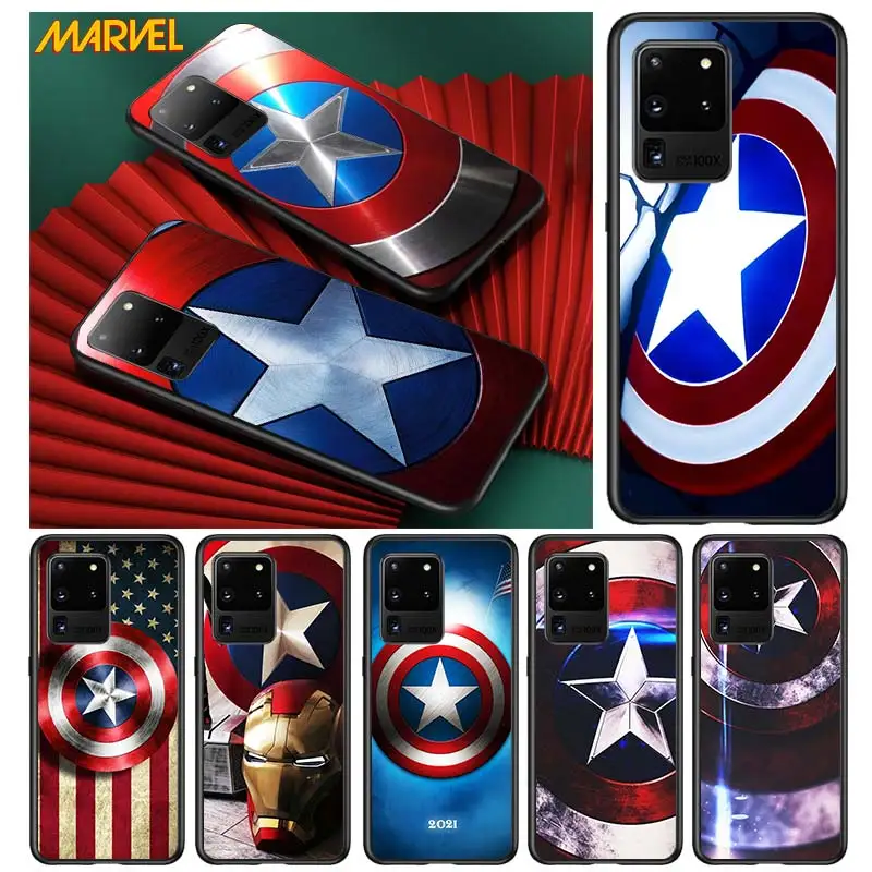 

Captain America shield Marvel for Samsung S20 FE Ultra Plus A91 A81 A71 A51 A41 A31 A21 A11 A72 A52 A12 Soft Black Phone Case