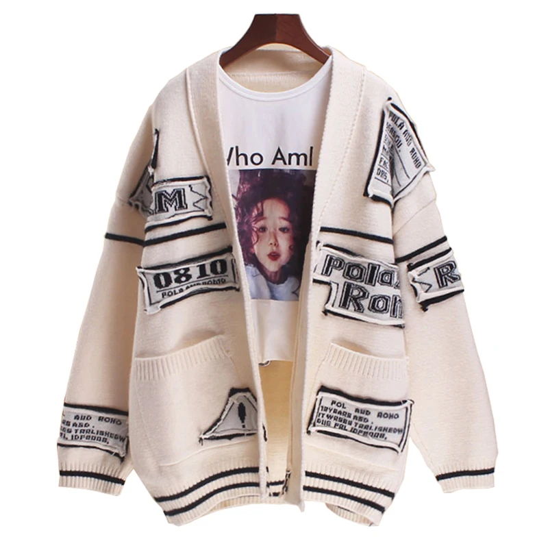 Letter Print Patchwork Sweater Cardigan Female Jacket 2021 Spring Autumn Outwear Knitshirt Tops Women Harajuku Loose Cardigan
Letter Print Patchwork Sweater Cardigan Female Jacket 2021 Spring Autumn Outwear Knitshirt Tops Women Harajuku Loose Cardigan