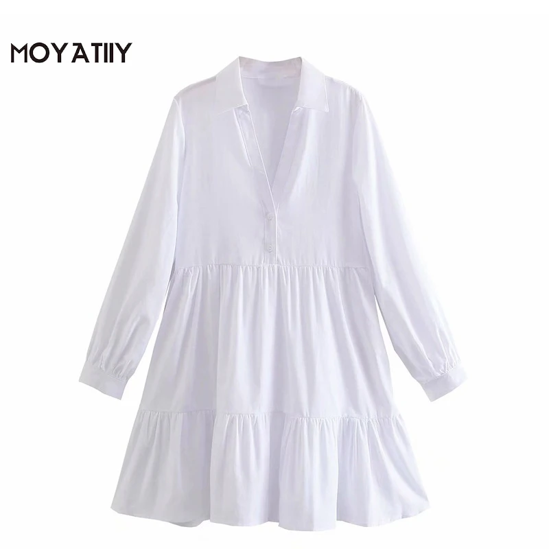 MOYATIIY Women Fashion White Solid Color Mini Dress Sweet Girl Ruffled Hem V-Neck Dresses Long Sleeve Button-up Female Vestidos
MOYATIIY Women Fashion White Solid Color Mini Dress Sweet Girl Ruffled Hem V-Neck Dresses Long Sleeve Button-up Female Vestidos
