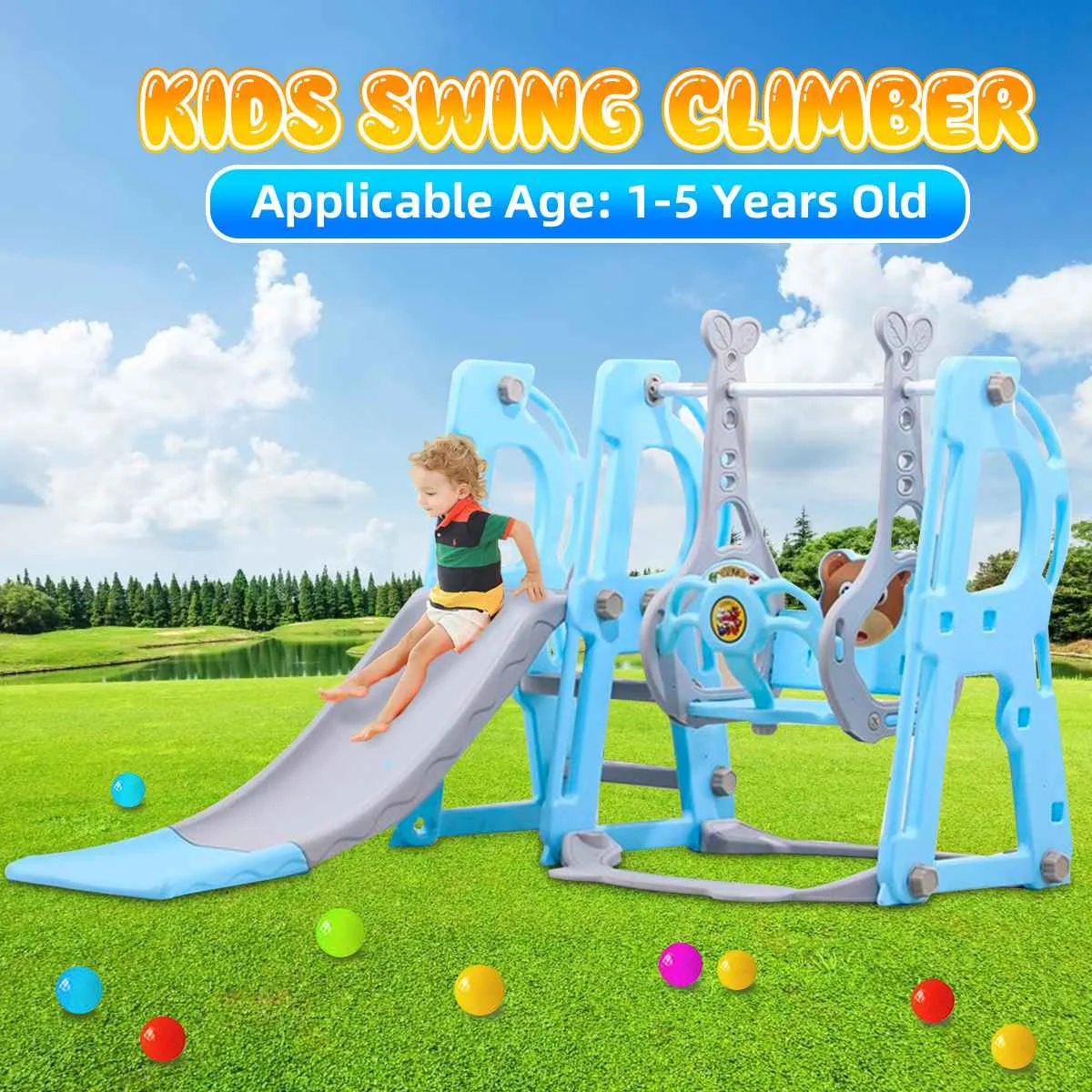 Multifunctional Kids Swing and Slide Set with Basketball Hoop Fun Slide Set Toy Swings for Indoor Outdoor Children Playground
Multifunctional Kids Swing and Slide Set with Basketball Hoop Fun Slide Set Toy Swings for Indoor Outdoor Children Playground