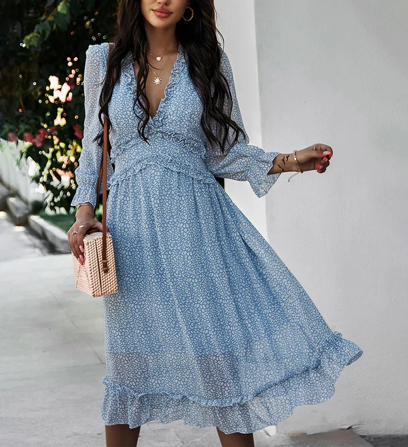 Autumn Ladies Sexy Deep V Neck Print Long Dress Women Casual Butterfly Sleeve High Waist Chiffon Chic Dresses
Autumn Ladies Sexy Deep V Neck Print Long Dress Women Casual Butterfly Sleeve High Waist Chiffon Chic Dresses