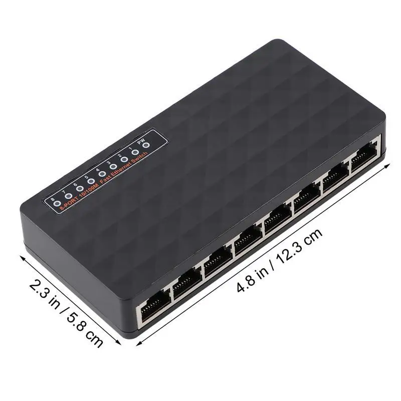 1Pc 8 Ports Ethernet Switch Desktop 100Mpbs RJ45 Network Splitter Adapter With EU Plug RJ45 Switch (Black)
1Pc 8 Ports Ethernet Switch Desktop 100Mpbs RJ45 Network Splitter Adapter With EU Plug RJ45 Switch (Black)