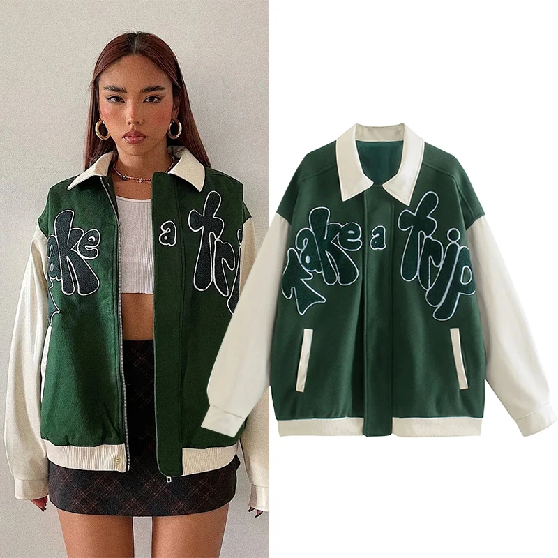 WESAY JESI Women's Autumn Jacket Fashion Green Letters Jacket Woman Clothes Long Sleeve Zipper Patchwork Classic Coat Streetwear
WESAY JESI Women's Autumn Jacket Fashion Green Letters Jacket Woman Clothes Long Sleeve Zipper Patchwork Classic Coat Streetwear