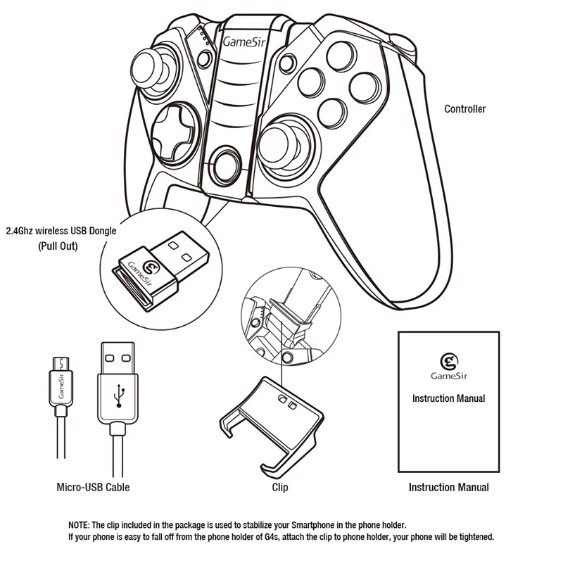 GameSir G4 Беспроводной 4 0 2 4G Bluetooth USB приемник Геймпад контроллер для Windows PC tv BOX