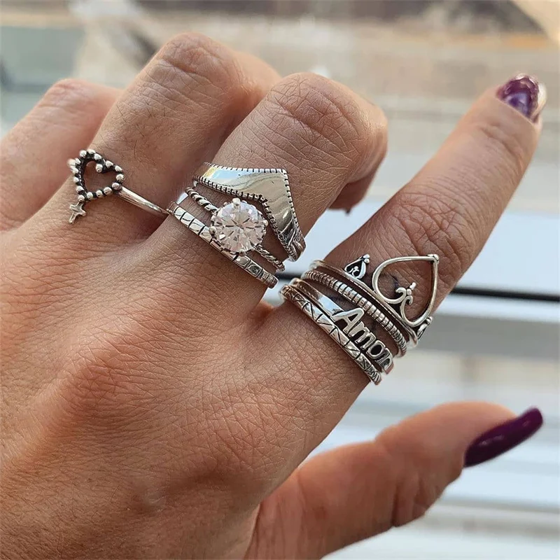 8pcs/set Fashion Love Heart Silver Plated Ring for Women Round Crystal Satinless Steel Ring Mother's Day Festival Jewelry Gifts
8pcs/set Fashion Love Heart Silver Plated Ring for Women Round Crystal Satinless Steel Ring Mother's Day Festival Jewelry Gifts