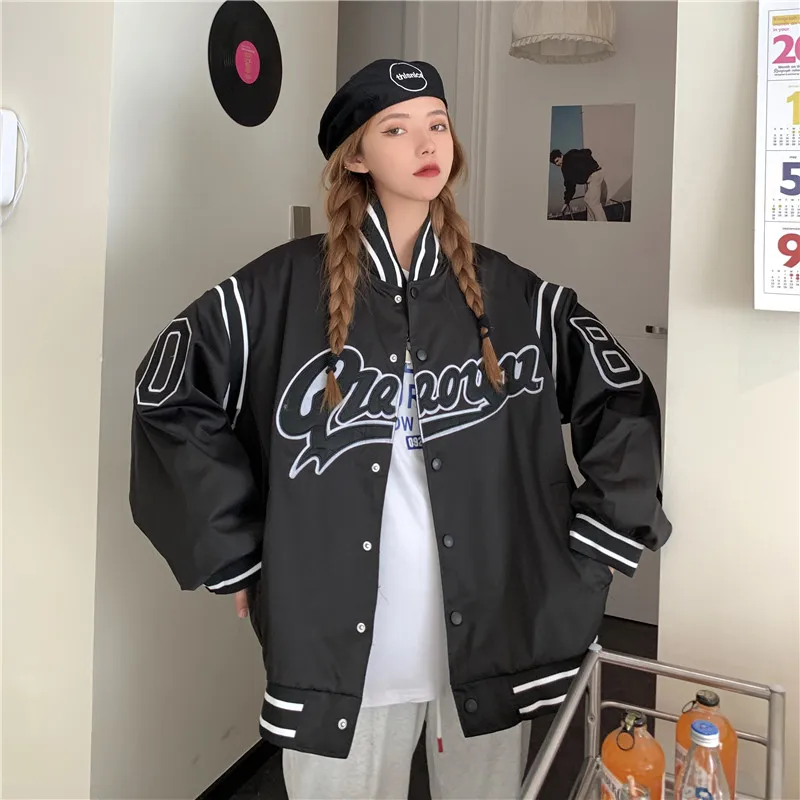 Oversized Jacket Harajuku Vintage Baseball Jacket College Fashion Women's Spring Jacket Slim Black Women's Jackets 2020 Button
Oversized Jacket Harajuku Vintage Baseball Jacket College Fashion Women's Spring Jacket Slim Black Women's Jackets 2020 Button
