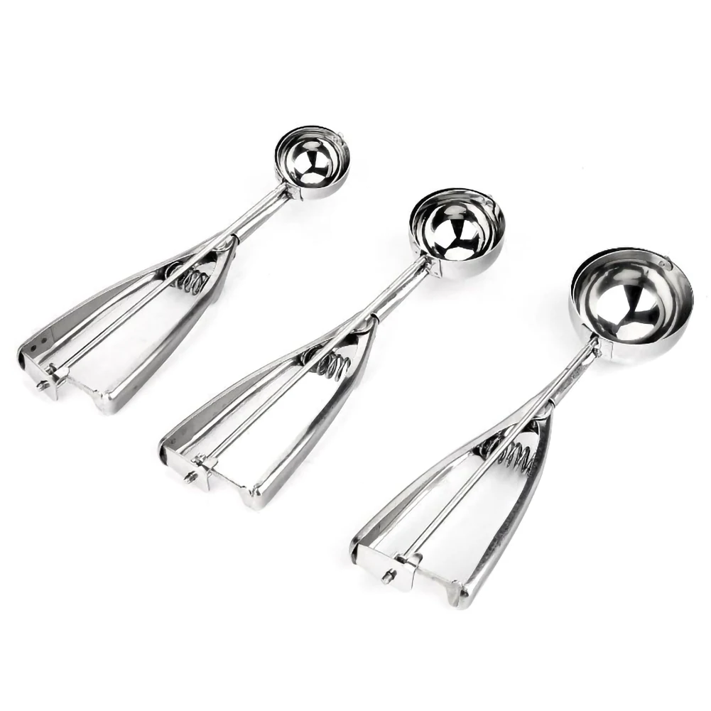 3pcs/Set Stainless Ice Cream Stack Scoop With Trigger Cookie Spoons Handle Fruit Player Kitchen Tool Set
3pcs/Set Stainless Ice Cream Stack Scoop With Trigger Cookie Spoons Handle Fruit Player Kitchen Tool Set