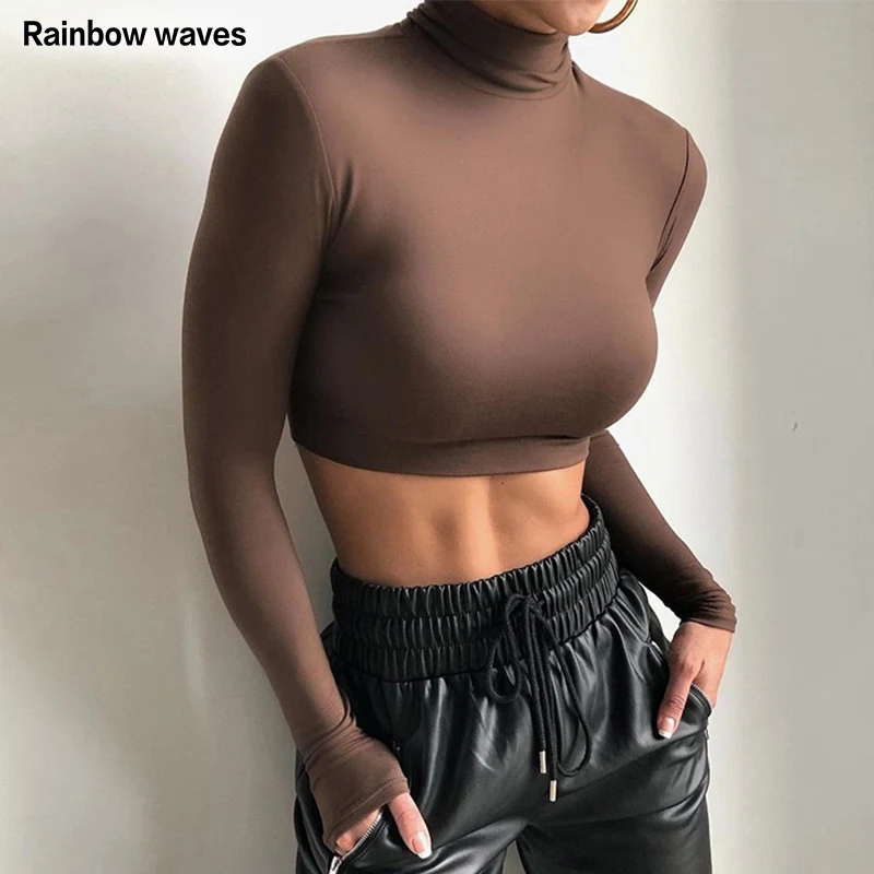 Rainbowwaves Women Sexy Bodycon T Shirt Autumn Solid Basic Long Sleeve Crop Top Casual High Neck Black Tee Shirt Fashion Female
Rainbowwaves Women Sexy Bodycon T Shirt Autumn Solid Basic Long Sleeve Crop Top Casual High Neck Black Tee Shirt Fashion Female