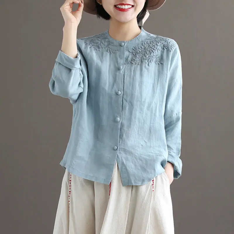 Blouse Women Embroidered Shirt Women's Spring Clothing Style Loose Long Sleeve Medium Solid Color Shirt Blusas Mujer De Moda
Blouse Women Embroidered Shirt Women's Spring Clothing Style Loose Long Sleeve Medium Solid Color Shirt Blusas Mujer De Moda