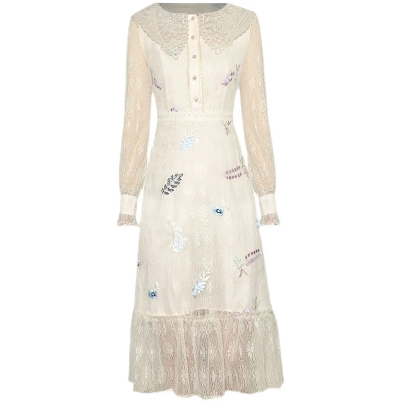 flower Lapel lantern long sleeve waist closed heavy industry embroidery Princess wind lace dress 2021 new spring dress
flower Lapel lantern long sleeve waist closed heavy industry embroidery Princess wind lace dress 2021 new spring dress