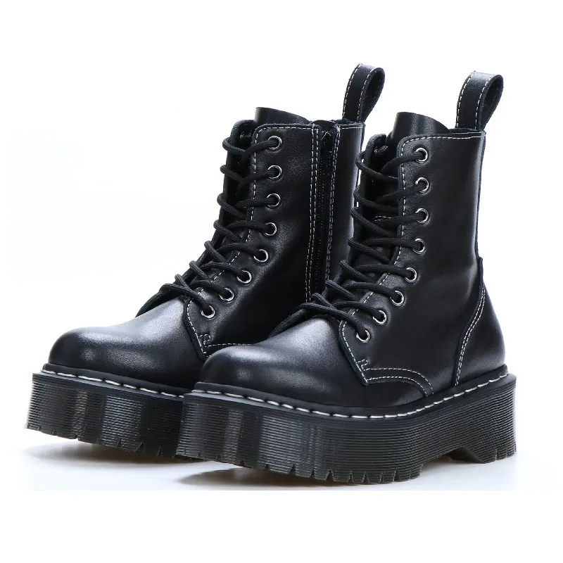 Black Woman Boots Real Leather Platform Motorcycle Boots Spring Winter Hand-made Cow Leather Women Gothic Ankle Boots Good-welt
Black Woman Boots Real Leather Platform Motorcycle Boots Spring Winter Hand-made Cow Leather Women Gothic Ankle Boots Good-welt