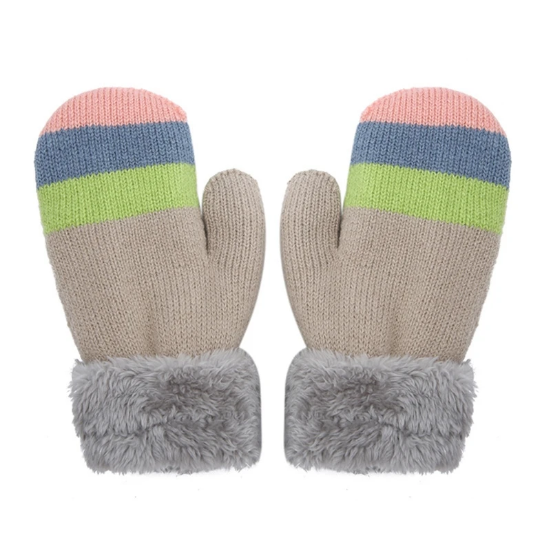 Toddler Kids Winter Plush Lined Full Finger Mittens Rainbow Striped Knitted Thermal Cold Weather Mittens Hand Warmers
Toddler Kids Winter Plush Lined Full Finger Mittens Rainbow Striped Knitted Thermal Cold Weather Mittens Hand Warmers