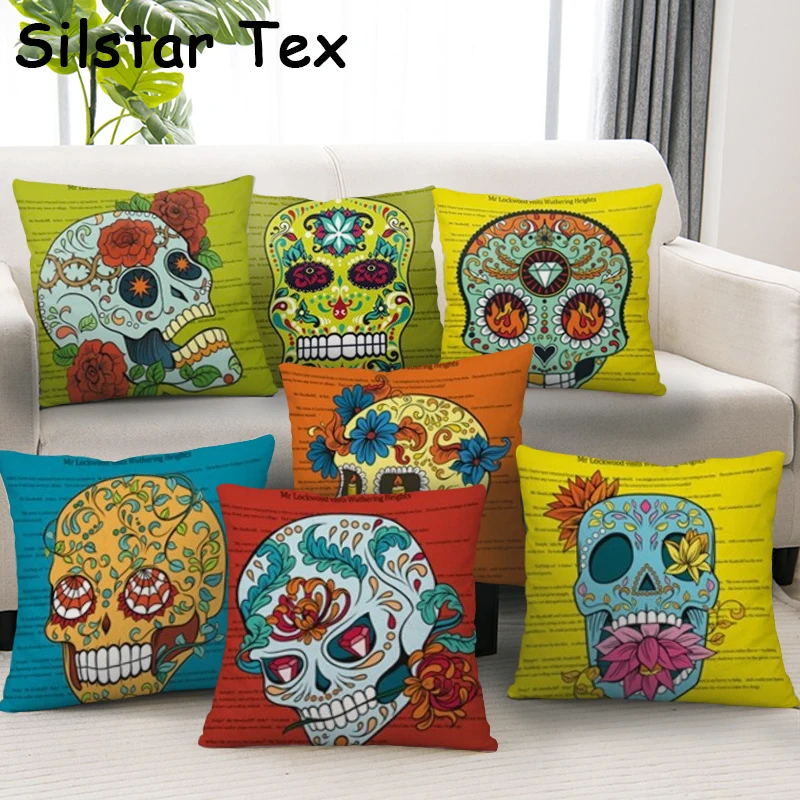 Silstar Tex Floral Skull Bulk Pillow Cases Digital Printed Skull Cushion Cover Living Room Decoration 
Silstar Tex Floral Skull Bulk Pillow Cases Digital Printed Skull Cushion Cover Living Room Decoration