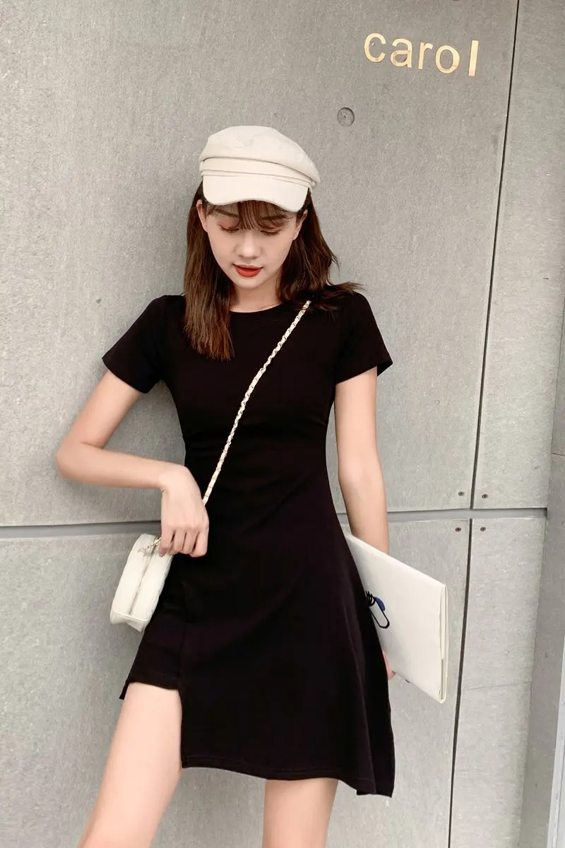 Houthion New Short Sleeve Women Dress Comfortable Fashion Tops Solid Color Irregular O- Neck Casual Korean Summer Dresses
Houthion New Short Sleeve Women Dress Comfortable Fashion Tops Solid Color Irregular O- Neck Casual Korean Summer Dresses