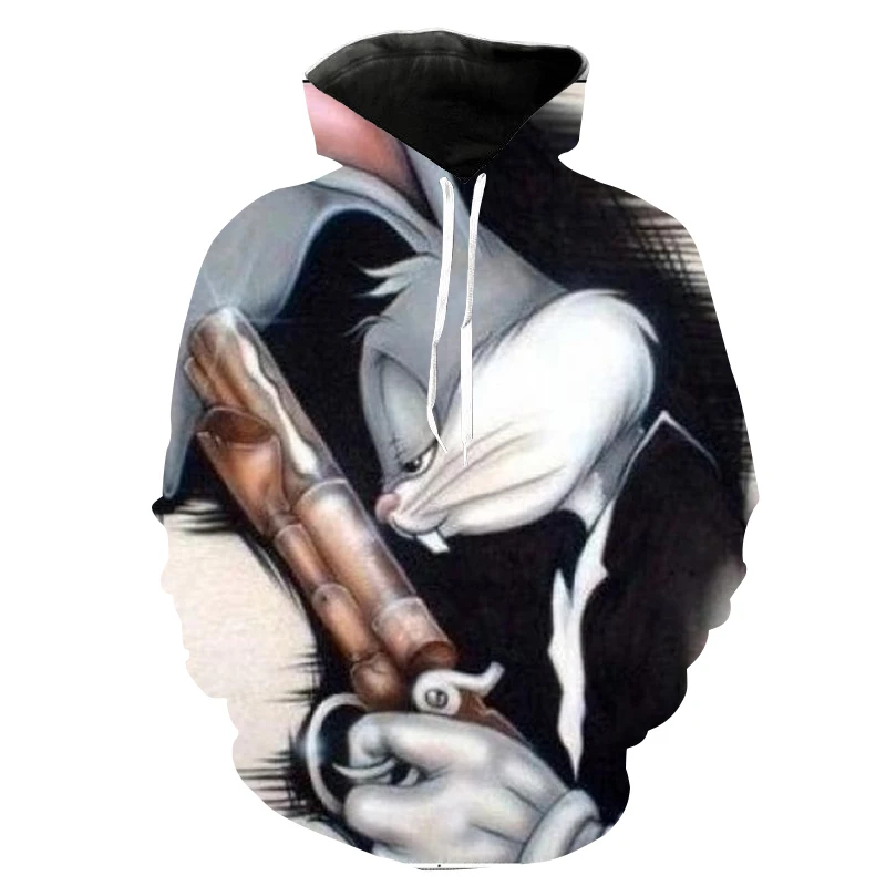 

2021Cartoon rabbit hoodies 3D Printed oversize Mens women's Sweatshirt Pullover Long Sleeve Hooded Sweatshirts Top trend clothes