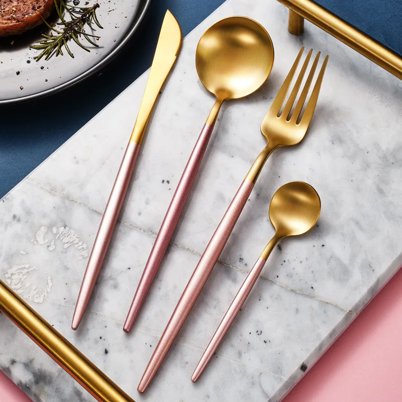 Golden Cutlery Dinnerware Set Kitchen Device Sets Stainless Steel Silverware Talheres Dourado Forks Spoons Knives Tableware Bar
Golden Cutlery Dinnerware Set Kitchen Device Sets Stainless Steel Silverware Talheres Dourado Forks Spoons Knives Tableware Bar