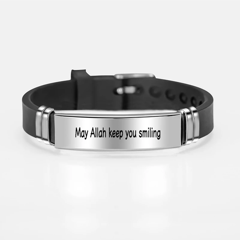 2021 Bracelet Bangle Engraved Arabic Stainless Steel Silicone Bracelets for Men Women Religious Jewelry Charm Bracelet
2021 Bracelet Bangle Engraved Arabic Stainless Steel Silicone Bracelets for Men Women Religious Jewelry Charm Bracelet