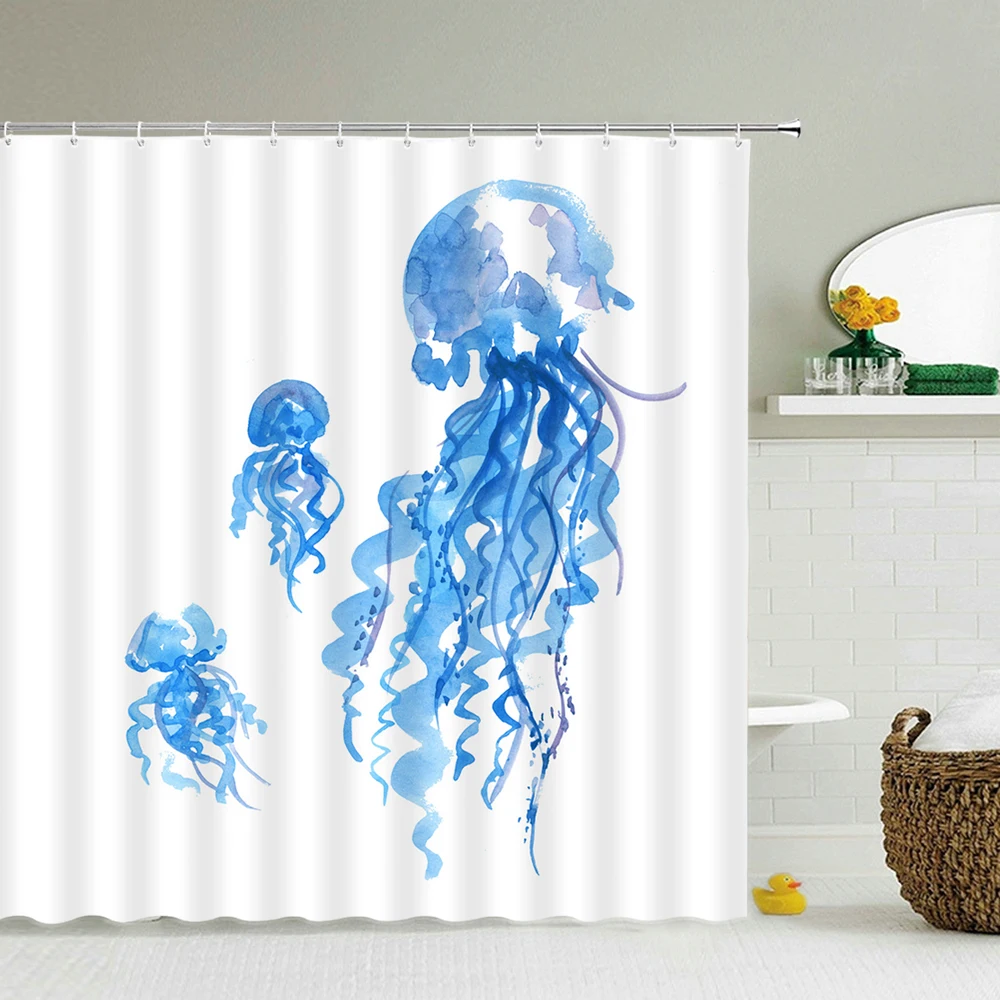 Blue Jellyfish Bath Curtains 3D Shower Curtain Beach Ocean Printing Bathroom Waterproof Polyester Fabric Decoration Screen
Blue Jellyfish Bath Curtains 3D Shower Curtain Beach Ocean Printing Bathroom Waterproof Polyester Fabric Decoration Screen