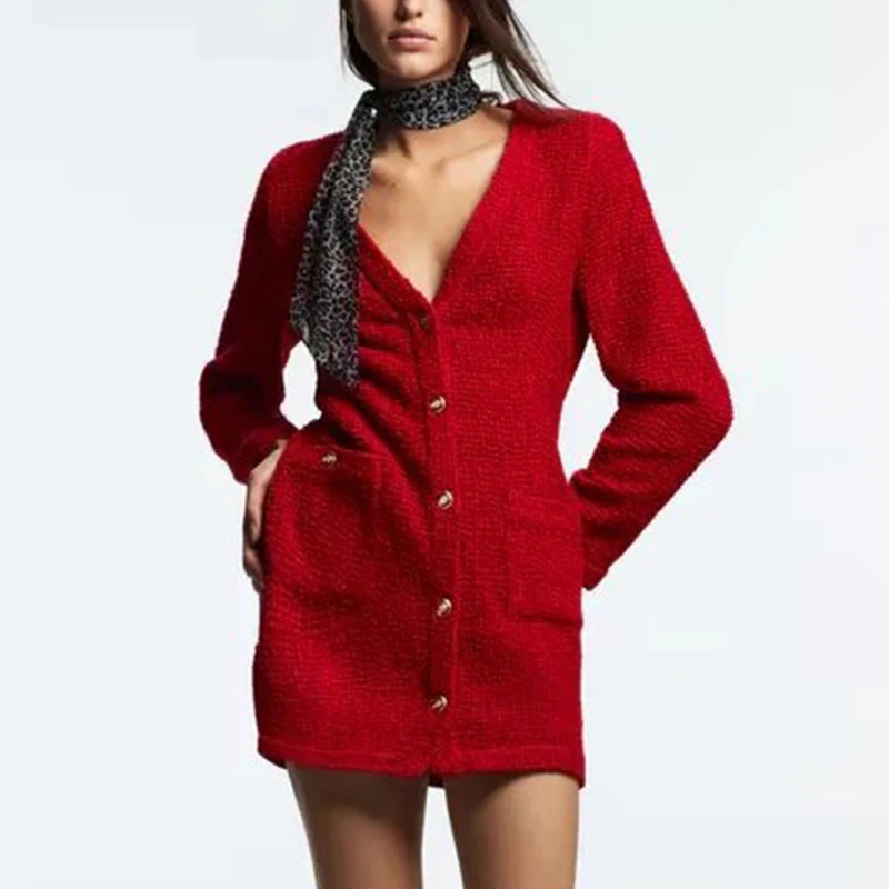 2021 Autumn Women Fashion Red Tweed Jacket Vintage Long Sleeve Single-breasted V Neck Female Outerwear Chic Top BB4321
2021 Autumn Women Fashion Red Tweed Jacket Vintage Long Sleeve Single-breasted V Neck Female Outerwear Chic Top BB4321