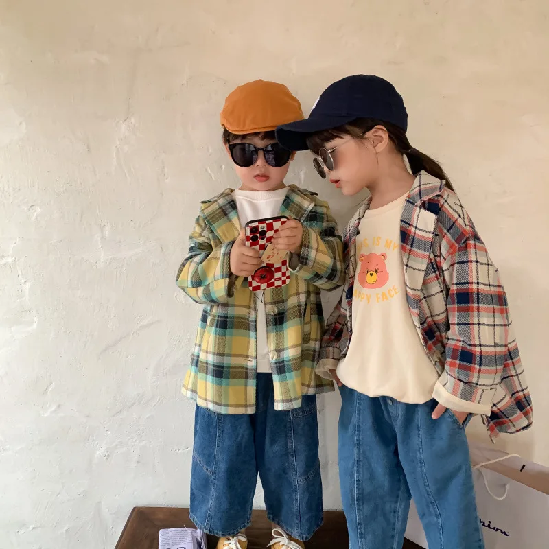 Fall 2021 Boys and Girls Casual Plaid Cotton Blazers for Brothers and Sisters Loose Single-breasted Blazers Children's Jackets
Fall 2021 Boys and Girls Casual Plaid Cotton Blazers for Brothers and Sisters Loose Single-breasted Blazers Children's Jackets
