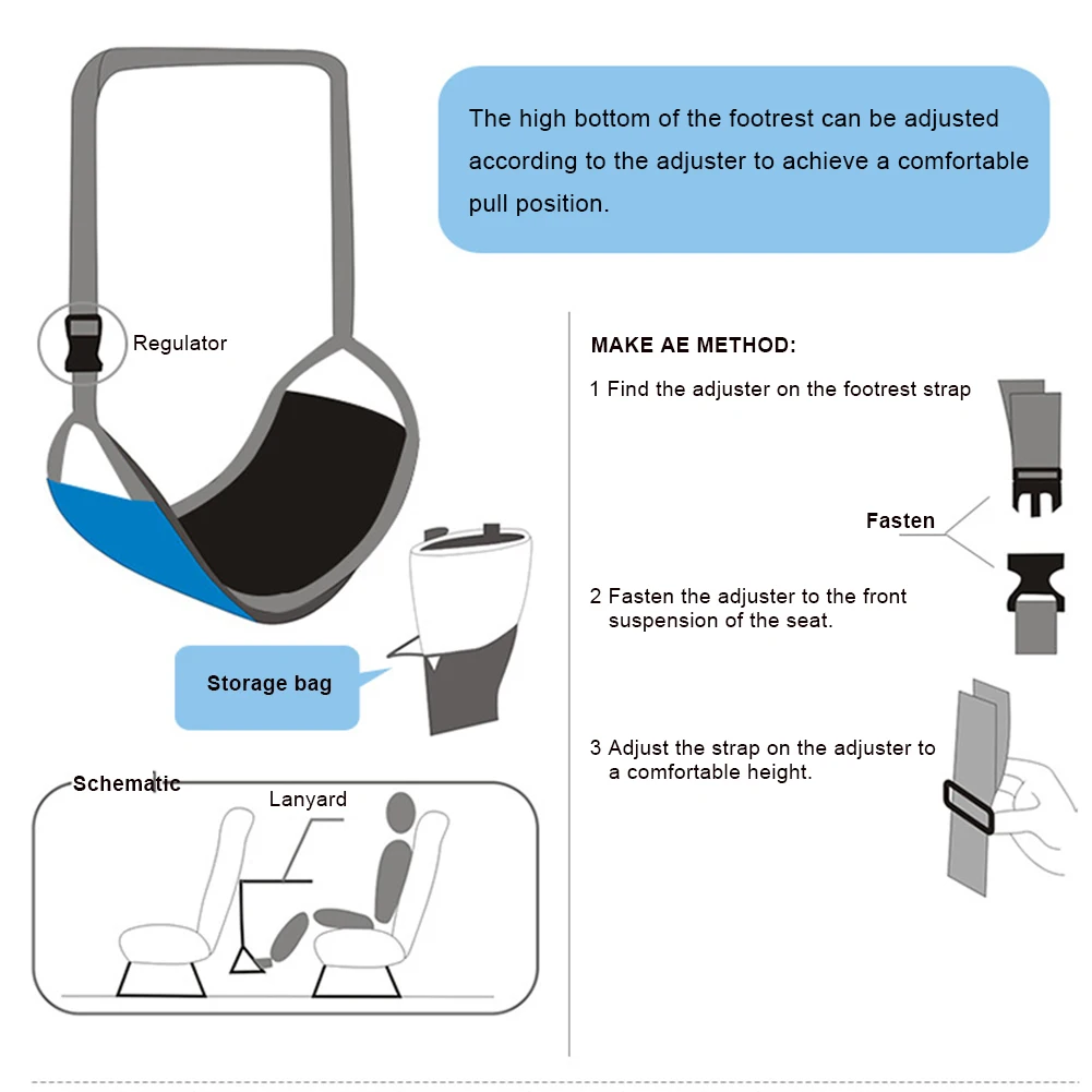 Creative Portable Footrest Hammock Adjustable Hanging Leg Relax Hammock Perfect Airplane Footrest for Home Office Travel
Creative Portable Footrest Hammock Adjustable Hanging Leg Relax Hammock Perfect Airplane Footrest for Home Office Travel