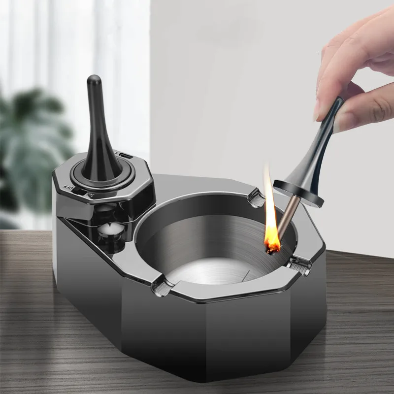 High-end Creativity Two-in-one Lighter Ashtray Metal USB Rechargeable Kerosene Lighter Ash Tray Desktop Decoration For Man Gifts
High-end Creativity Two-in-one Lighter Ashtray Metal USB Rechargeable Kerosene Lighter Ash Tray Desktop Decoration For Man Gifts