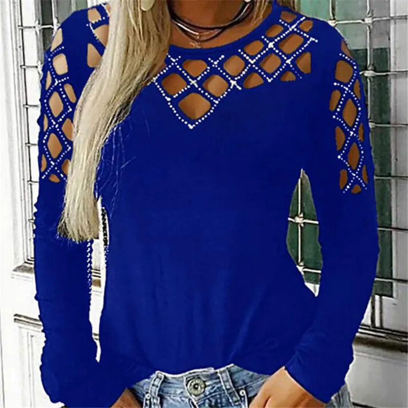 Fashion Women Ladies T-Shirts Autumn Long Sleeve Hollow Out Bodycon Casual T-Shirt 2019 Solid Color Bling Sequins Slim Top Tees
Fashion Women Ladies T-Shirts Autumn Long Sleeve Hollow Out Bodycon Casual T-Shirt 2019 Solid Color Bling Sequins Slim Top Tees