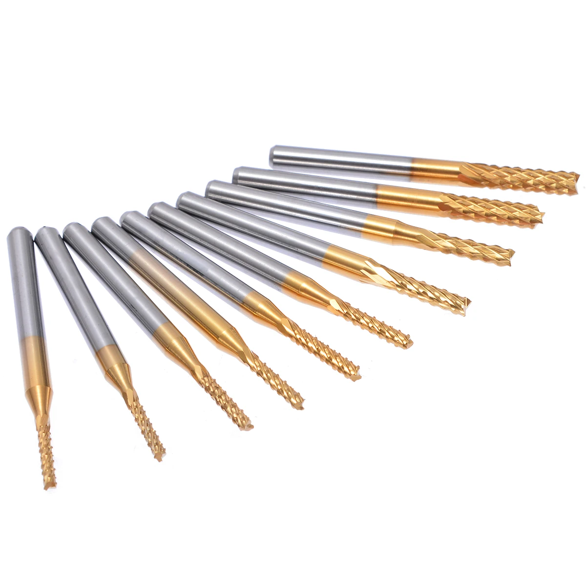 10PCS PCB CNC Corn Milling Cutter Carbide End Mill Bits 1/8''Shank Engraving Bit DIY Wood Plastic CNC Rotary Burrs Set
10PCS PCB CNC Corn Milling Cutter Carbide End Mill Bits 1/8''Shank Engraving Bit DIY Wood Plastic CNC Rotary Burrs Set