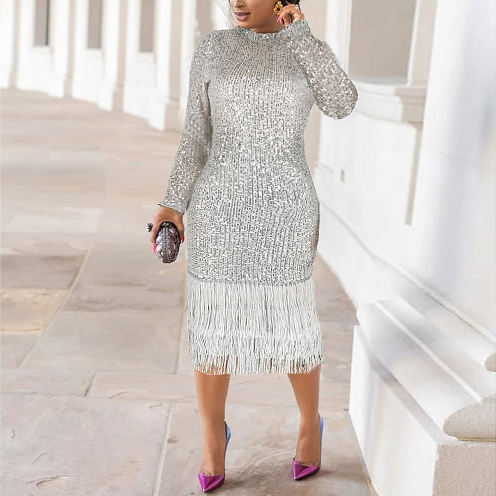 Women Sexy Evening Long Sleeves Sequins Dress Party Neck Club Silver Black Solid Dress Elegant Bodycon Dress
Women Sexy Evening Long Sleeves Sequins Dress Party Neck Club Silver Black Solid Dress Elegant Bodycon Dress